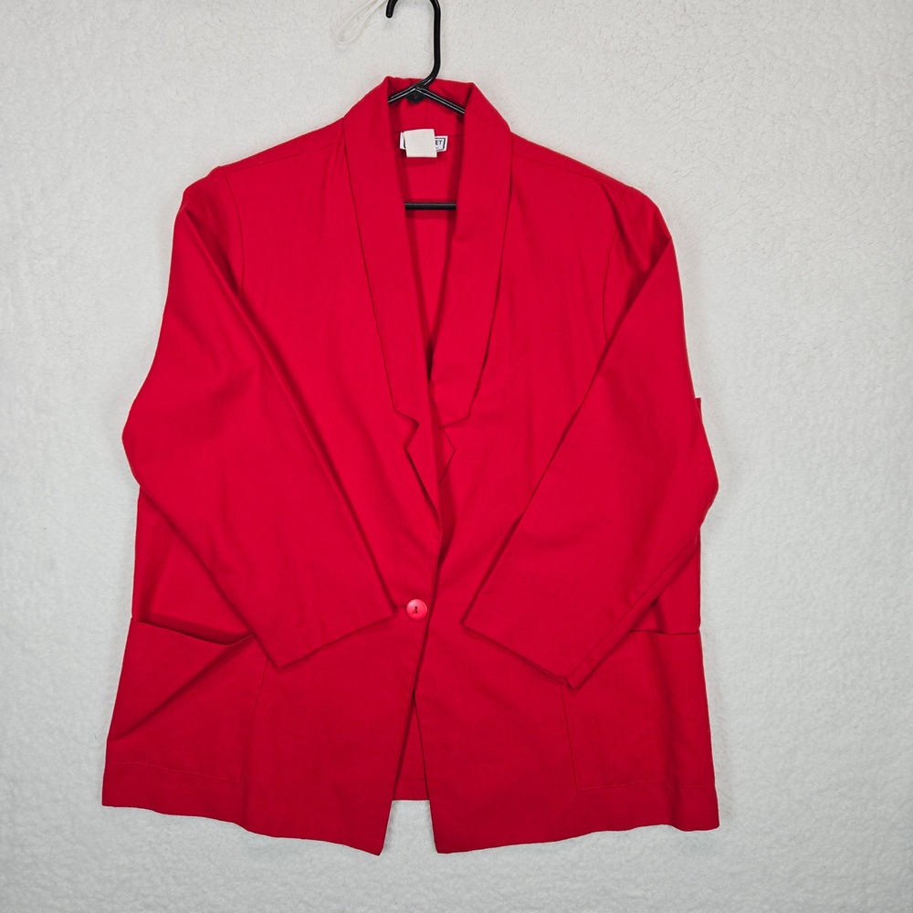 Vintage 80s Main Street Classics Women's Redβ Power Blazer USA Made Large